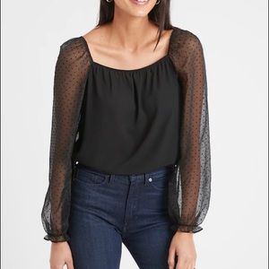 Petite Dot Puff-Sleeve Top
